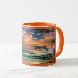 Caneca Magical Sunset Dolphin Tropical Ocean Mug