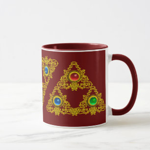 CANECA MÁGICO ELFIC TALISMAN/DOURADO TRIÂNGULO COM GEMSTO