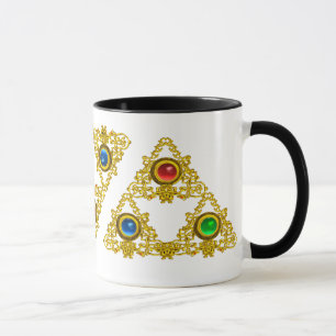 CANECA MÁGICO ELFIC TALISMAN/DOURADO TRIÂNGULO COM GEMSTO