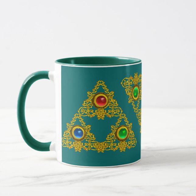 CANECA MÁGICO ELFIC TALISMAN/DOURADO TRIÂNGULO COM GEMSTO (Esquerda)