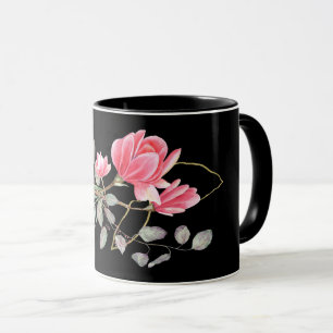 Caneca Magnésia rosa e Dourada em preto
