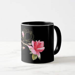 Caneca Magnésia rosa e Dourada em preto