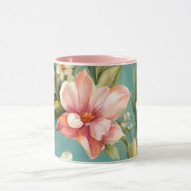 Caneca Magnólia Amarela refinada com flores brancas (Centro)