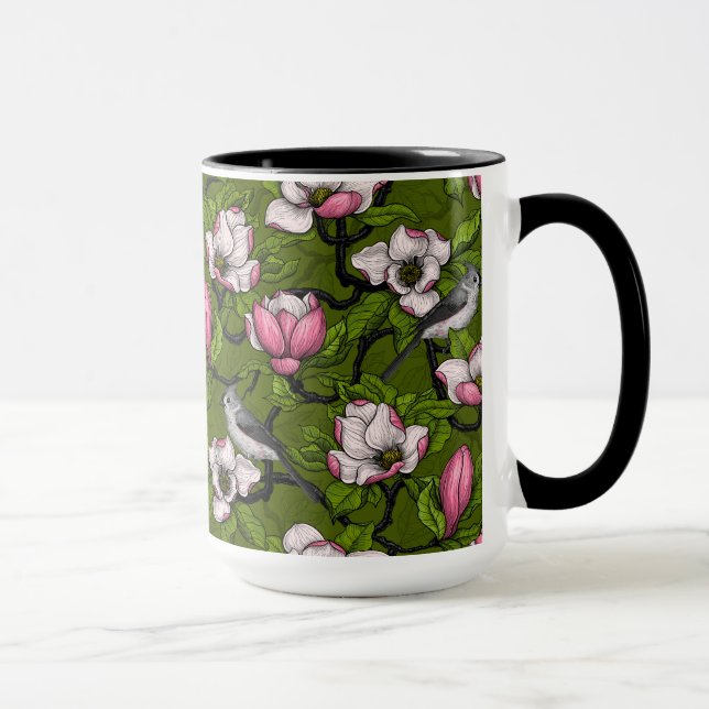 Caneca Magnólia florescente e pássaro 2 (Direita)
