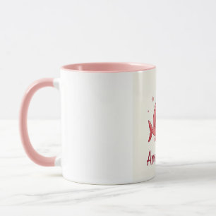 Caneca Mágula de tubarão rosa-branca com a legenda "Sou b