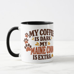 Caneca Maine Coon Café Preto Retrô Marrom e Laranja Citaç