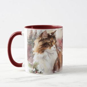 Caneca Maine Coon Castanha E Branca