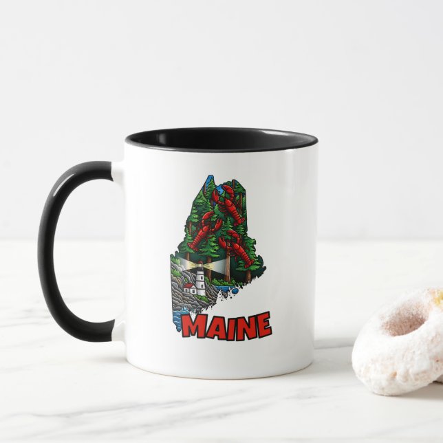 Caneca Maine State Outline Tattoo Inspirou (Com Donut)