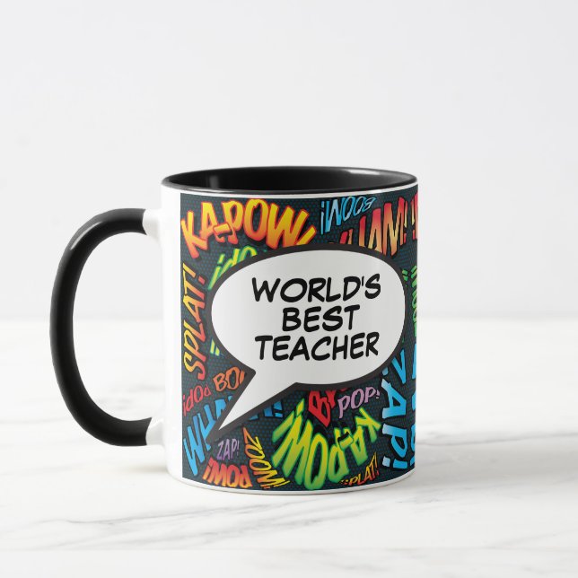 Caneca Maior Professor Diversão Retro Quadrinhos Arte Pop (Esquerda)