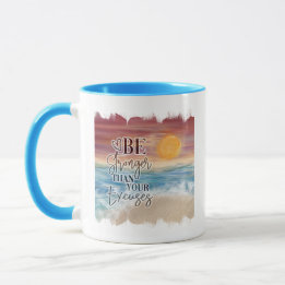 Caneca Mais Forte Do Que Excusse Ênfase De Cor Do Tema Da