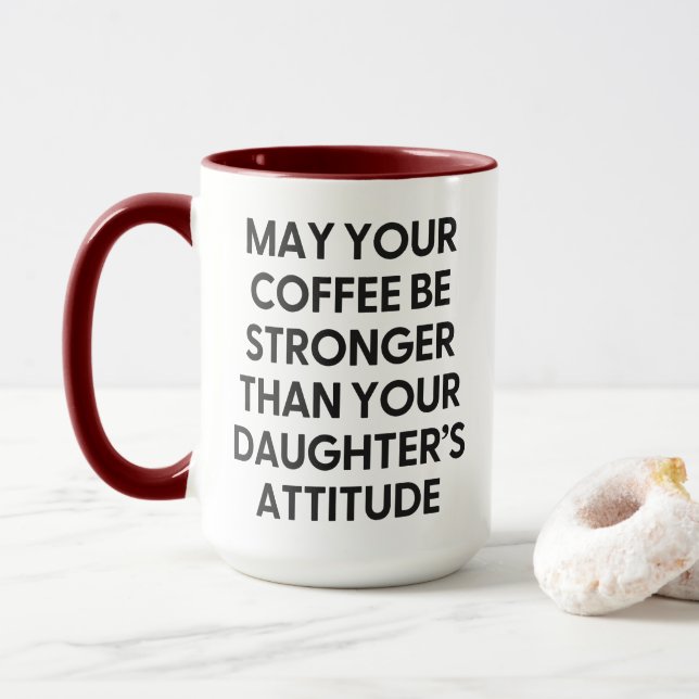 Caneca Mais Forte que a Atitude da Sua Filha Engraçada Mã (Com Donut)