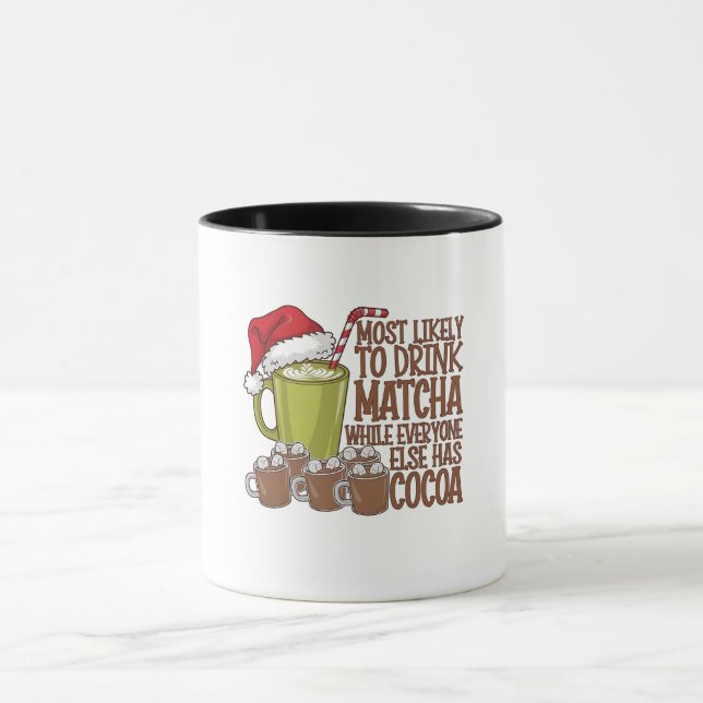 Caneca Mais Propenso a Beber Matcha e Assistir Elf no Nat (Centro)