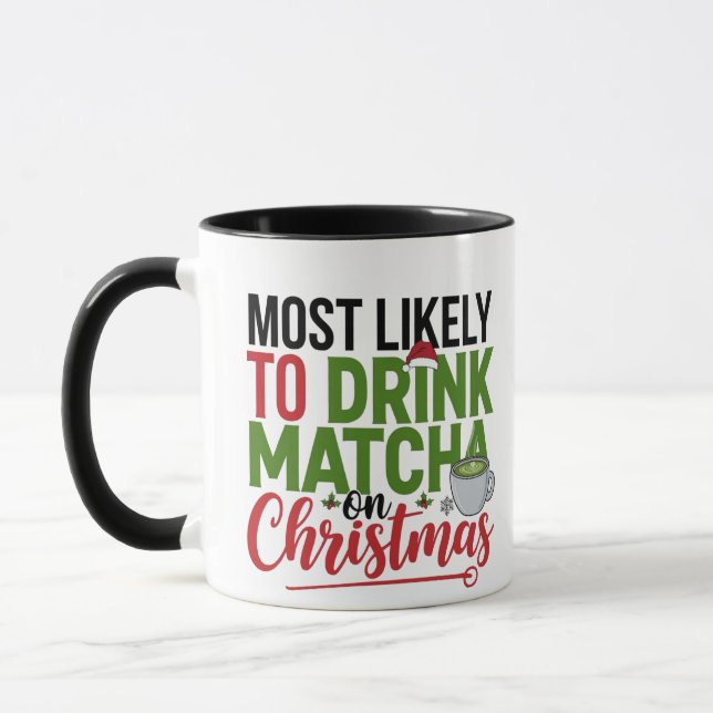 Caneca Mais Propenso a Beber Matcha no Natal Café  (Esquerda)