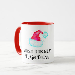 Caneca Mais Propenso a Ficar Bêbado  Natal Divertido Féri