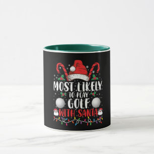 Caneca Mais Provável De Jogar Golfe Com O Natal Da Famíli