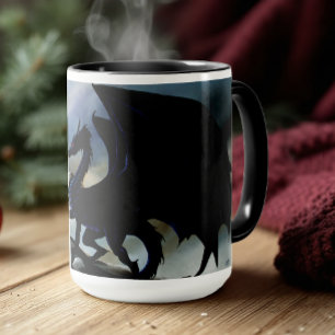 Caneca Majestosas Montanhas de Fantasia Negra do Dragão S