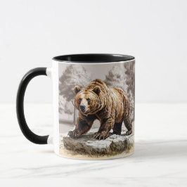 Caneca Majestoso Grizzly: Guardião da Floresta"