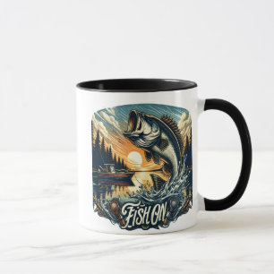 Caneca Majestoso Salto do Amanhecer de um Bass para o Céu