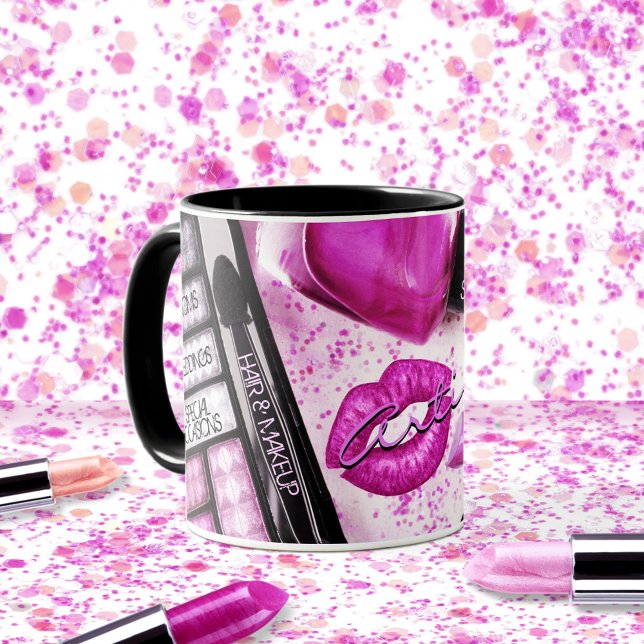 Caneca Makeup Artist Pink Lipstick Beija Salon (Criador carregado)