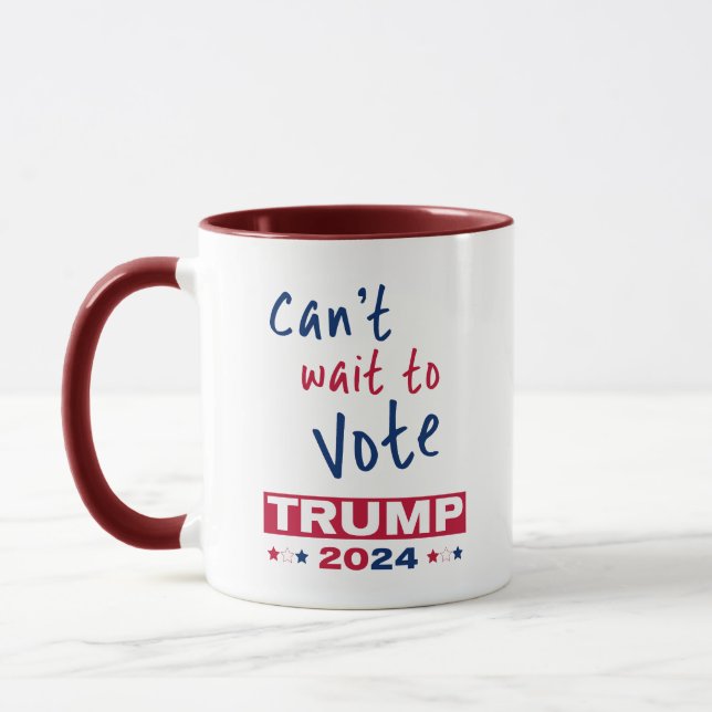 Caneca Mal posso esperar para votar no TRUMP 2024 (Esquerda)
