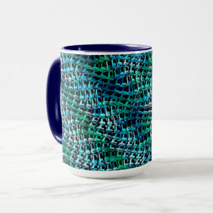 Caneca Malha torta e ondulada de saco de aniagem, ciano e