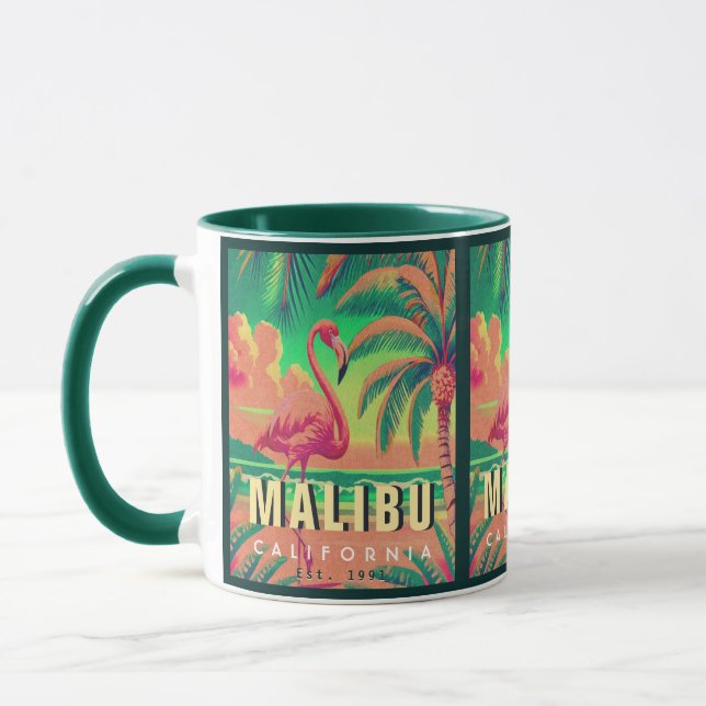 Caneca Malibu California Retro Flamingo Souvenirs 1950 (Esquerda)
