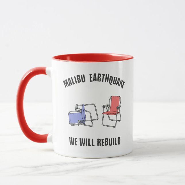 Caneca Malibu Terthquake Vamos Reconstruir Engraçado (Esquerda)