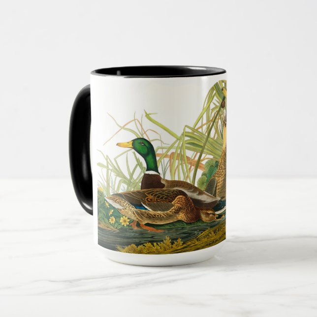 Caneca Mallard Duck por John James Audubon (Frente Esquerda)