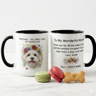 Caneca Maltês minha dose diária de felicidade