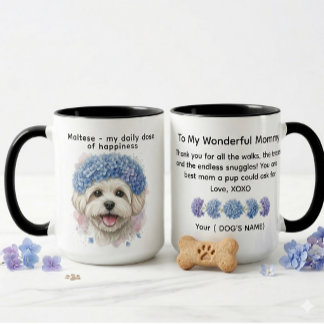 Caneca Maltês minha dose diária de felicidade Hortênsia