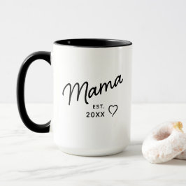 Caneca Mama Black and White Minimalist Est Year