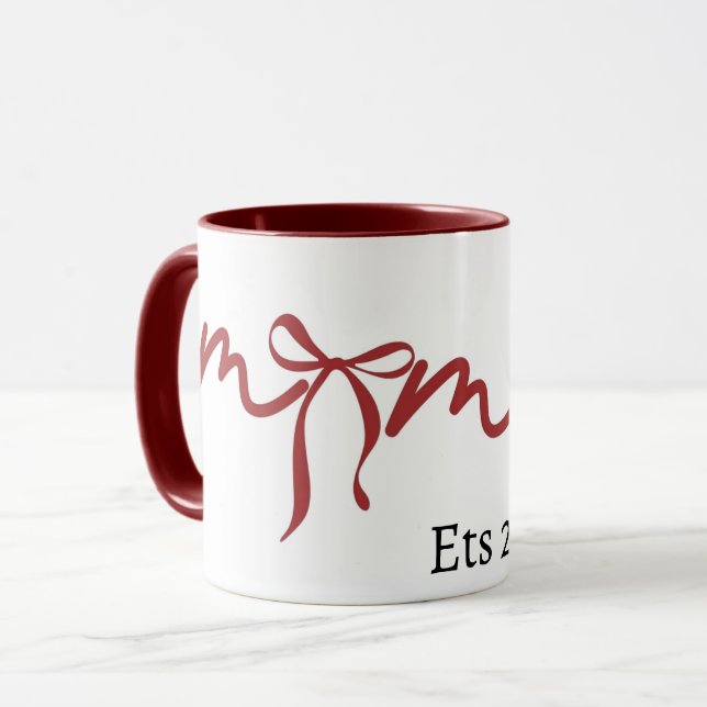 Caneca Mama Bow Mug 2026 Presente Fofo para Mãe Mi (Frente Esquerda)