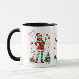Caneca Mama Elf Mug – Cute Holiday Christmas Coffee cup