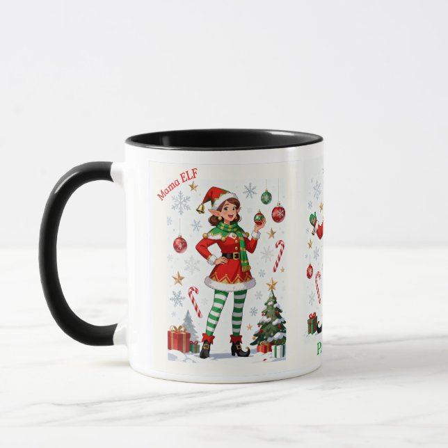 Caneca Mama Elf – Xícara de café natalina de Natal (Esquerda)