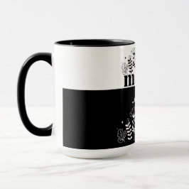 Caneca Mamá Flor Silvestre Preto e Branco Minimalista Per