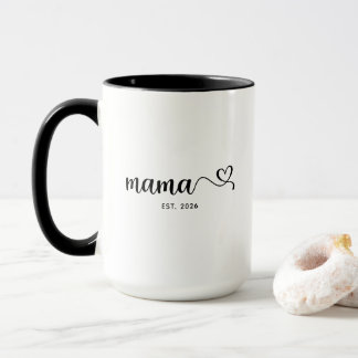 Caneca Mama Minimalista Foto com Letra Swash Coração