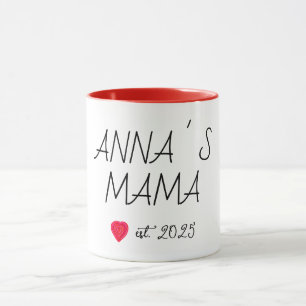 Caneca Mama nova, coração vermelho