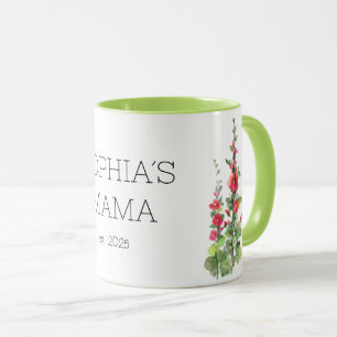 Caneca Mama nova, flores Hollyhock