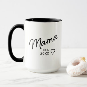 Caneca Mama Preto e Branco Minimalista Ano Est 