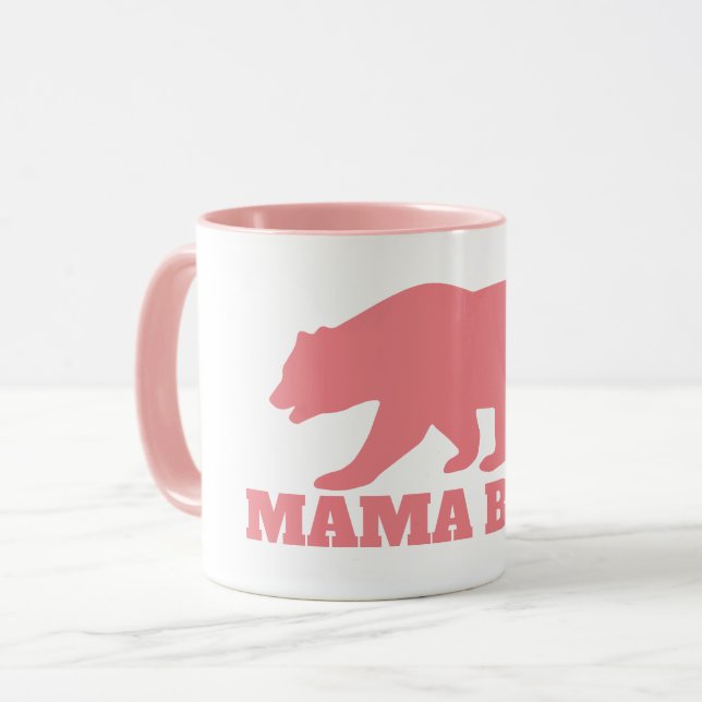 Caneca Mama ursinha de café com pega rosa (Frente Esquerda)