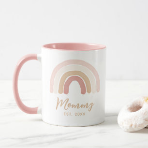 Caneca Mamãe Arco-Íris Rosa Dia de as mães Estabelecido