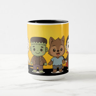 Caneca Mamãe bonita, Frankenstein, Dracula, lobisomem