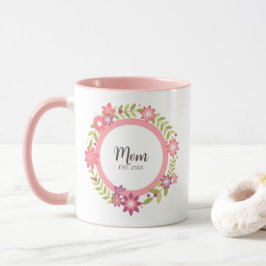 Caneca Mamãe Dotou O Círculo Com Decoração De Flores