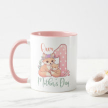 Mamãe e Bebê Raposa Rosa 1º Dia das Mães