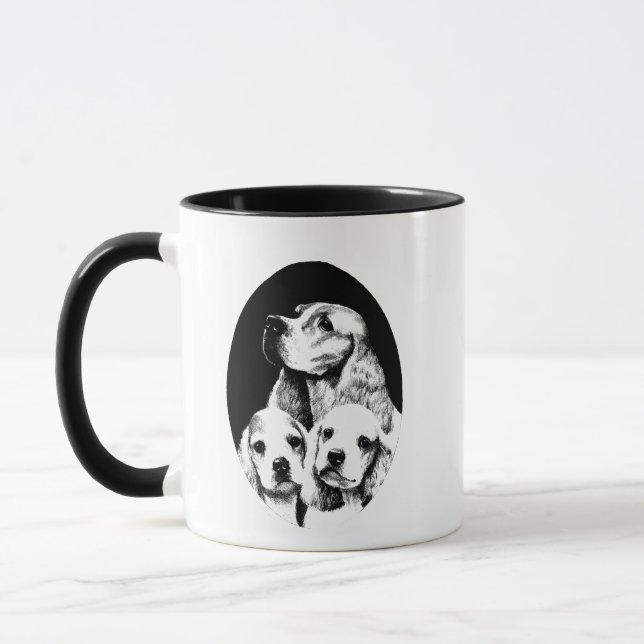 Caneca Mamãe e cachorros Cachorros Cocker Spaniel art (Esquerda)