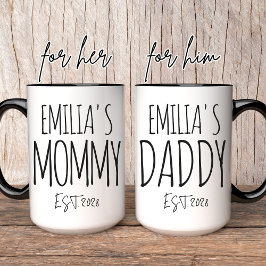 Caneca Mamãe e Pai - Mug Personalizado | Novo presente da