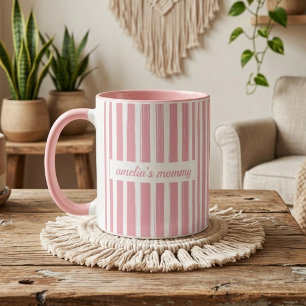 Caneca Mamãe   Faixa Rosa Personalizada Anúncio de Bebê M