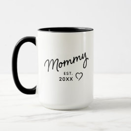 Caneca Mamãe Preto e Branco Minimalista Ano de Nascimento