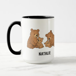 Caneca Mamãe Urso Fofo Desenhado à Mão Personalizado Melh