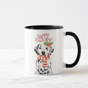 caneca manchada howliday feliz do Natal do cão